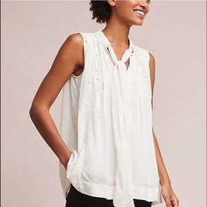 Feather Bone Leonie Pearl Tie-Neck Top Anthro